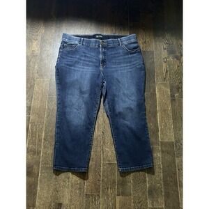 Lee Women Capri Jeans Regular Fit Mid Rise‎ Flex Band Waist Stretch Denim 18w